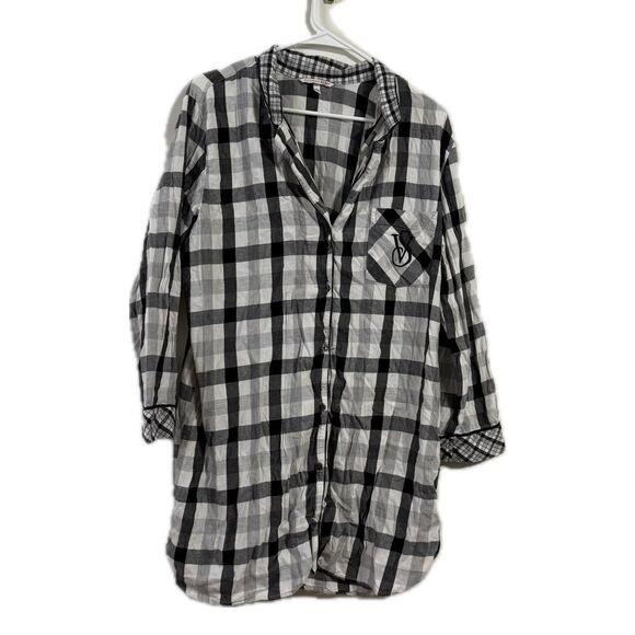 Victoria’s Secret women’s size large plaid button down long sleeve shirt - Picture 1 of 9